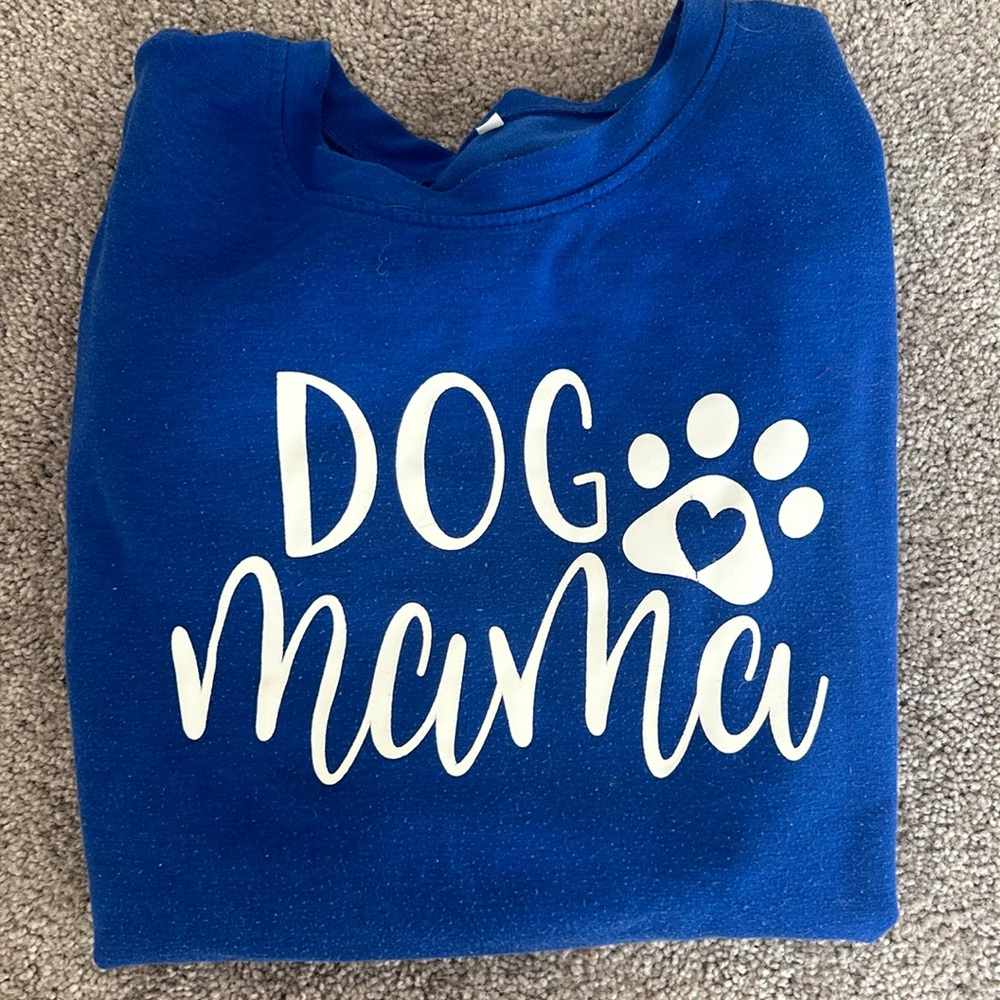 Blue crewneck dog mom sweater